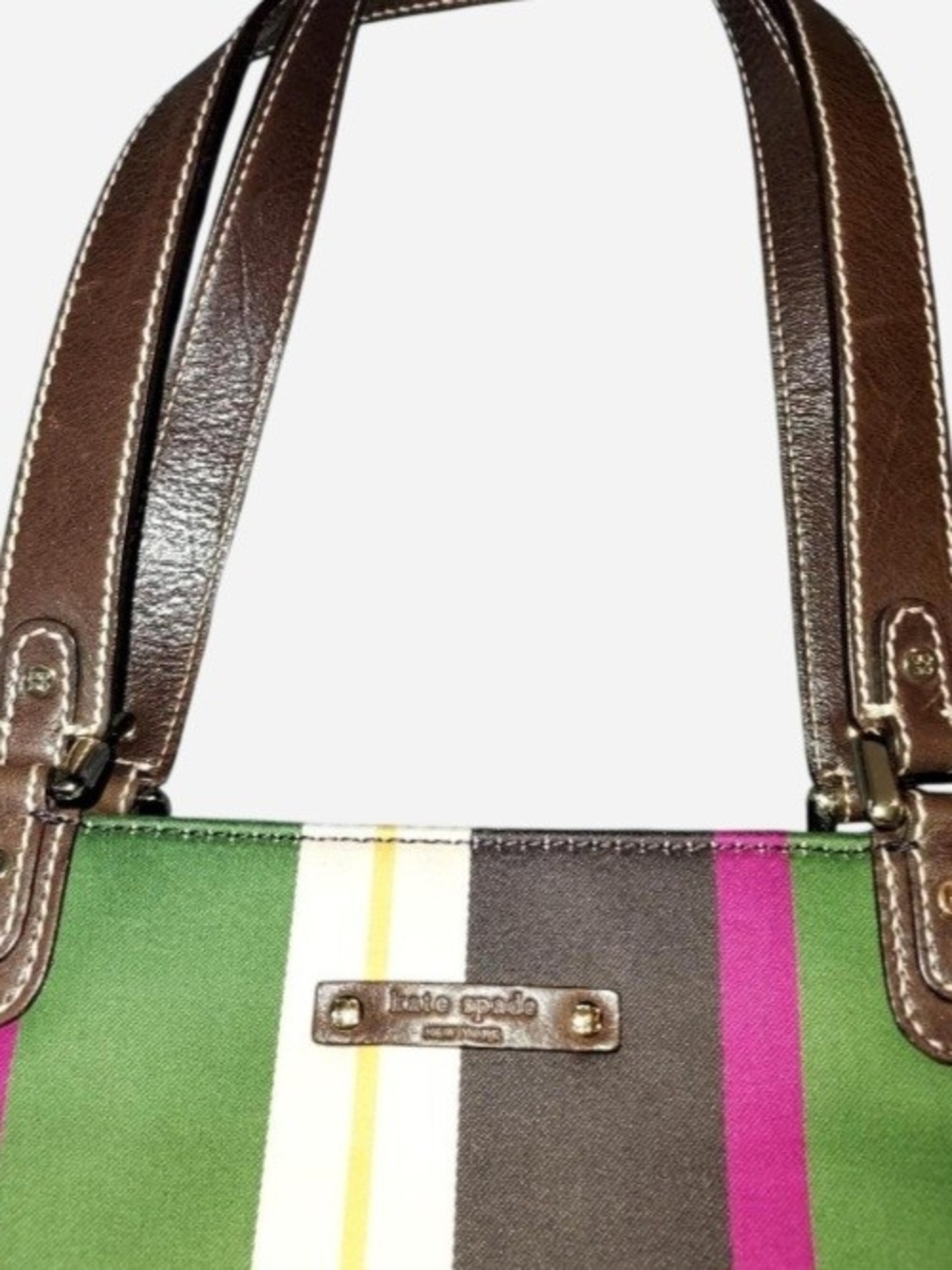 Kate Spade Striped, Structured Canvas Shoulder Bag - Picture 5 of 6